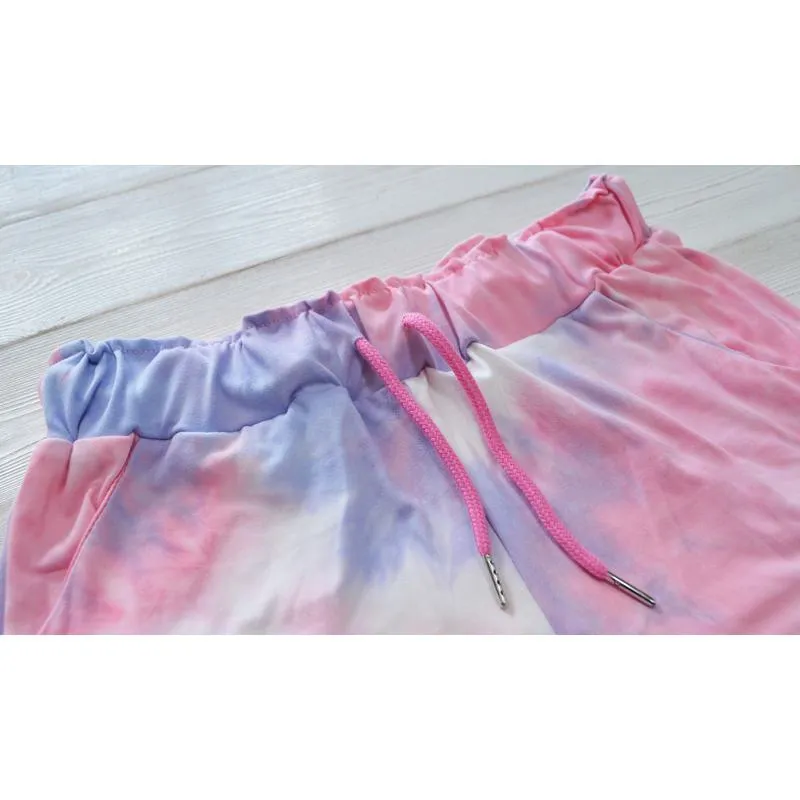 Yoga Tie Elasticity Loose Fit Casual Straight Sports Fitness Tie-Dye Running Sports Leggings