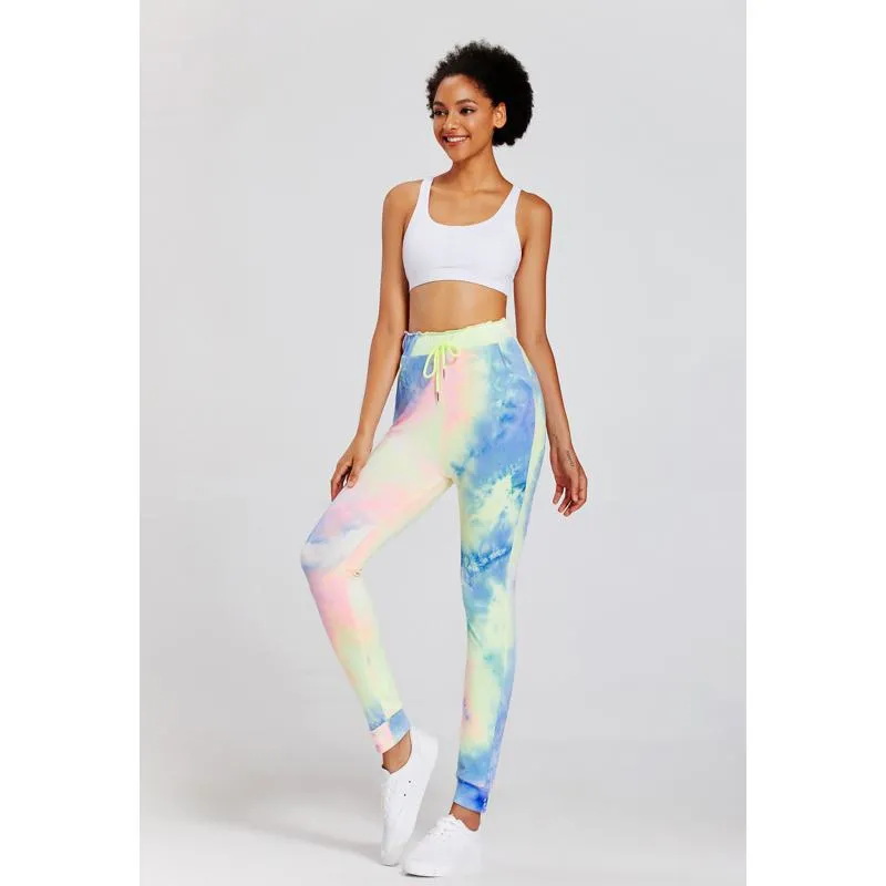 Yoga Tie Elasticity Loose Fit Casual Straight Sports Fitness Tie-Dye Running Sports Leggings