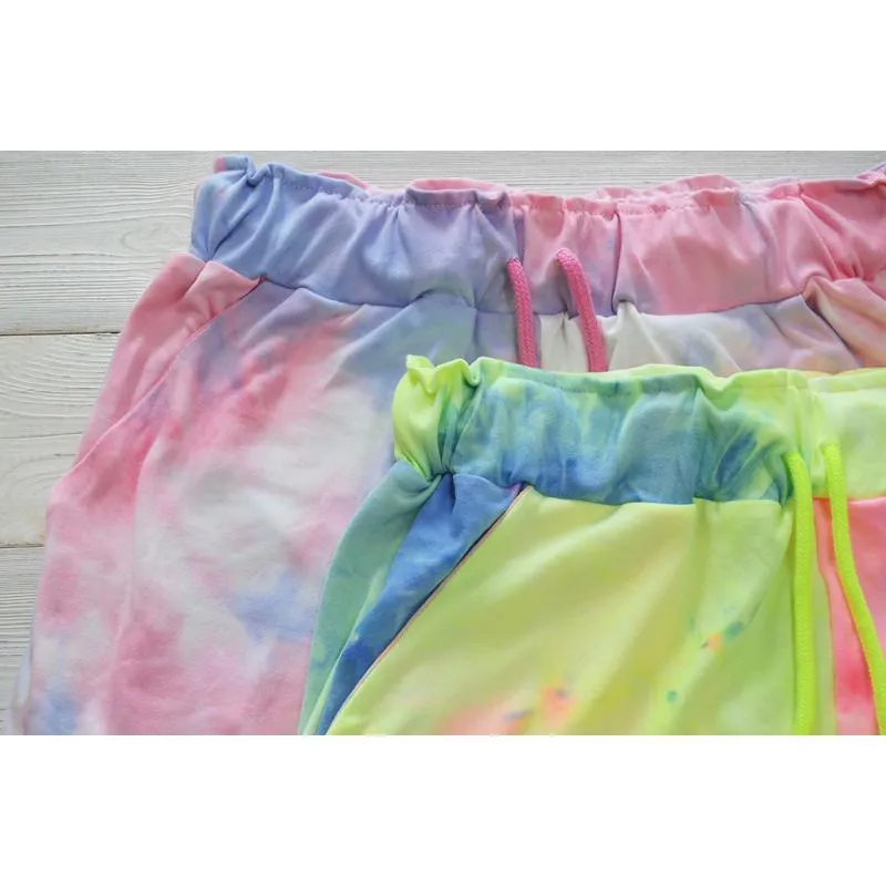 Yoga Tie Elasticity Loose Fit Casual Straight Sports Fitness Tie-Dye Running Sports Leggings